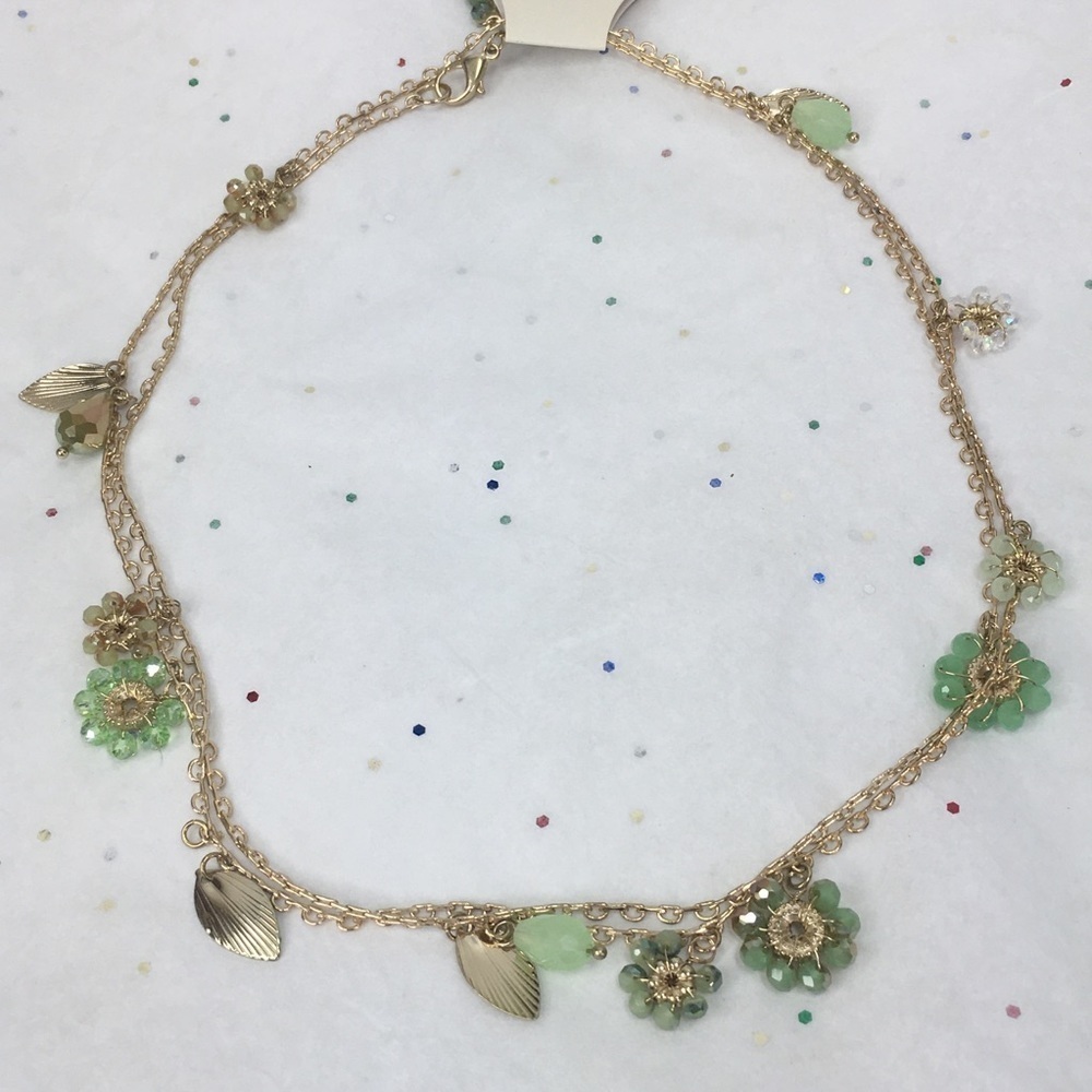 New Simply Noelle double strand necklace floral crystals